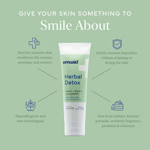 EMUAID Detergente viso+corpo alle erbe, 4 oz.