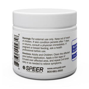 etichetta laterale del barattolo di unguento emuaid