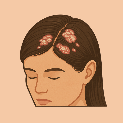 Immagine disegnata della psorasi del cuoio capelluto