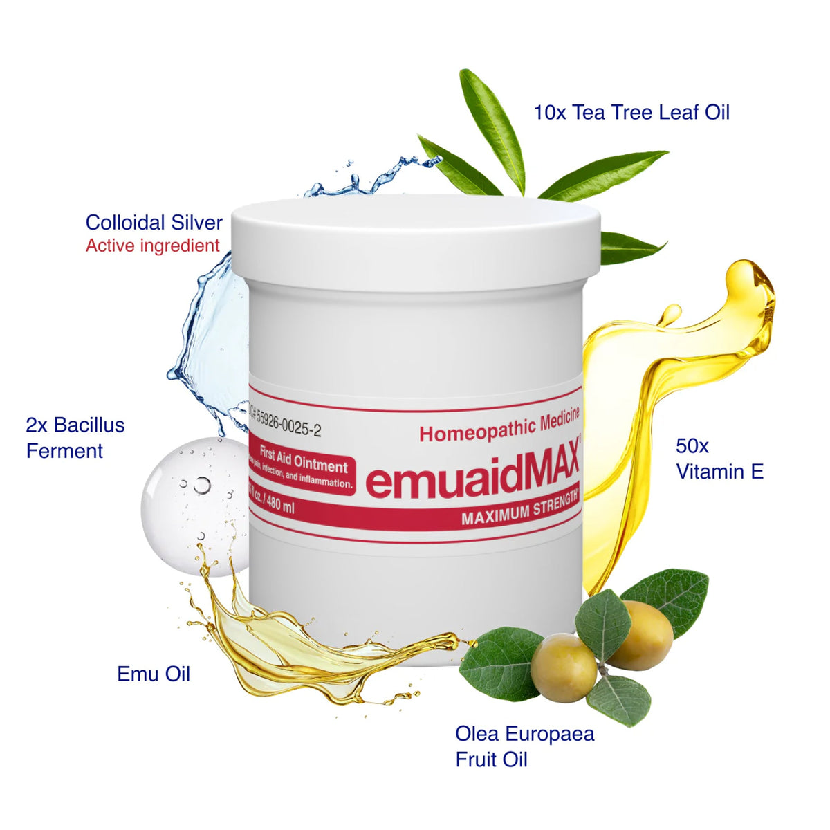 Unguento emuaidmax con ingredienti naturali etichettati
