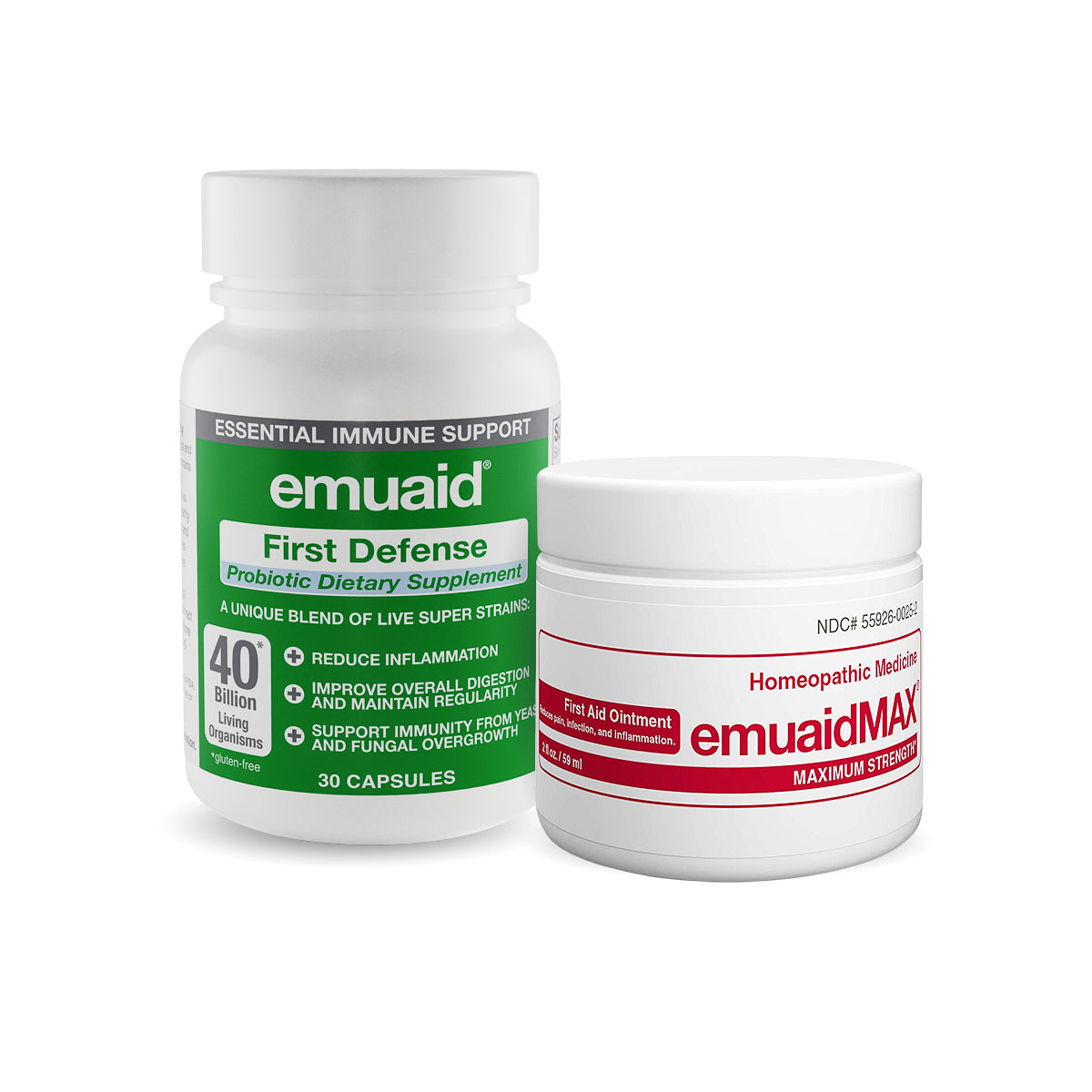Acquista 2oz EMUAIDMAX® e ricevi il 10% di sconto su First Defense Probiotic