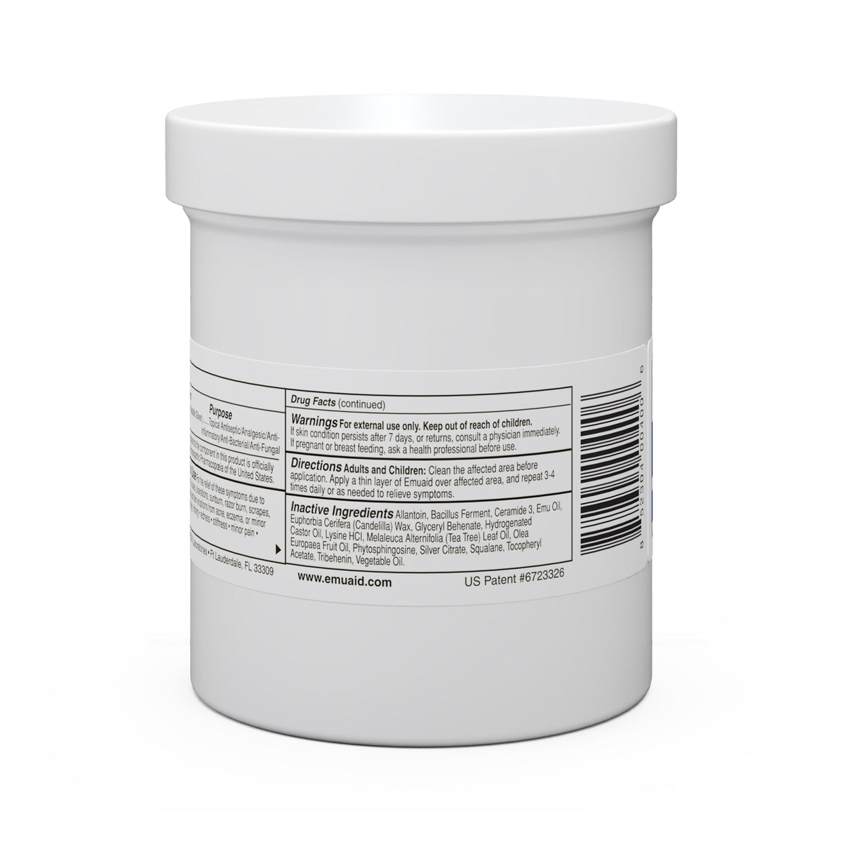 contenitore bianco con etichetta del prodotto e istruzioni